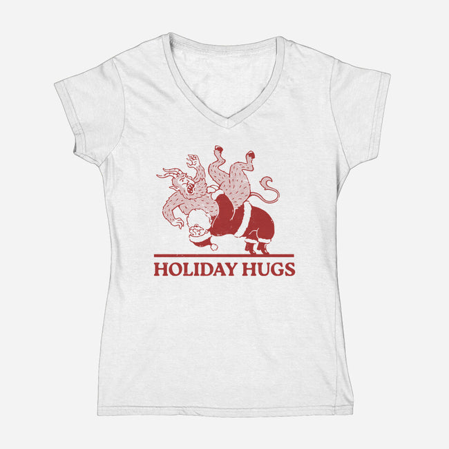 Holiday Hugs-Womens-V-Neck-Tee-dfonseca