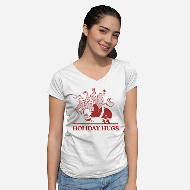 Holiday Hugs-Womens-V-Neck-Tee-dfonseca