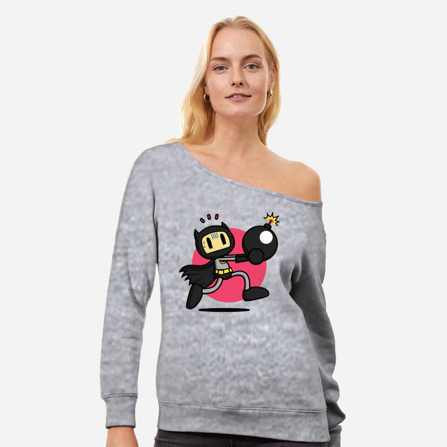 Bomberbat-Womens-Off Shoulder-Sweatshirt-Raffiti