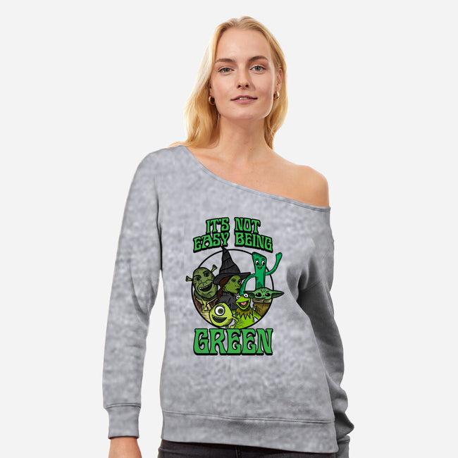 Go Team Green-Womens-Off Shoulder-Sweatshirt-SCelano Design