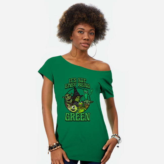 Go Team Green-Womens-Off Shoulder-Tee-SCelano Design