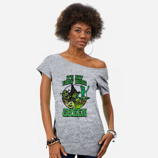 Go Team Green-Womens-Off Shoulder-Tee-SCelano Design