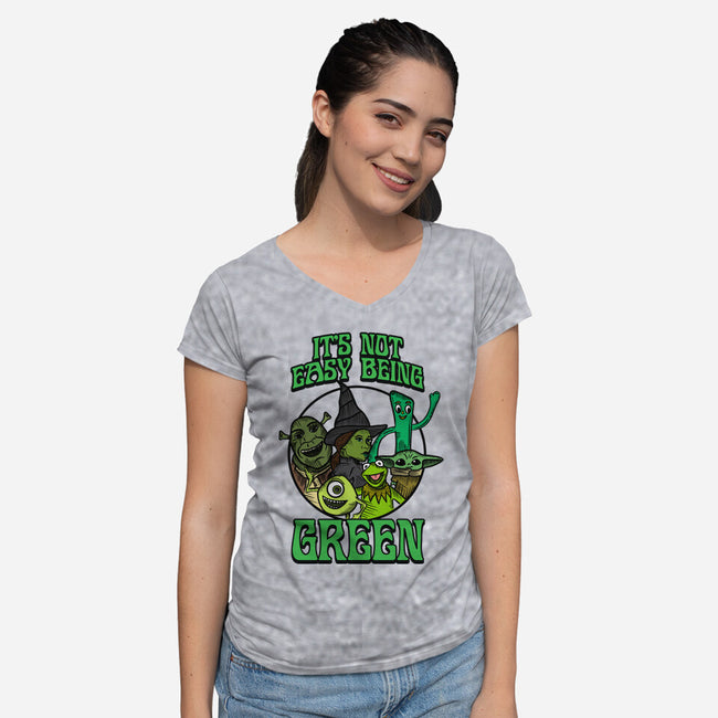 Go Team Green-Womens-V-Neck-Tee-SCelano Design