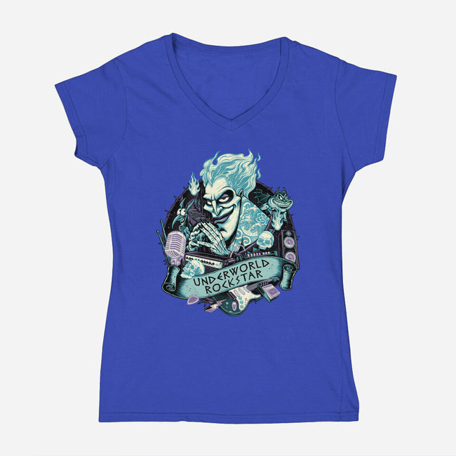 Underworld Rockstar-Womens-V-Neck-Tee-glitchygorilla