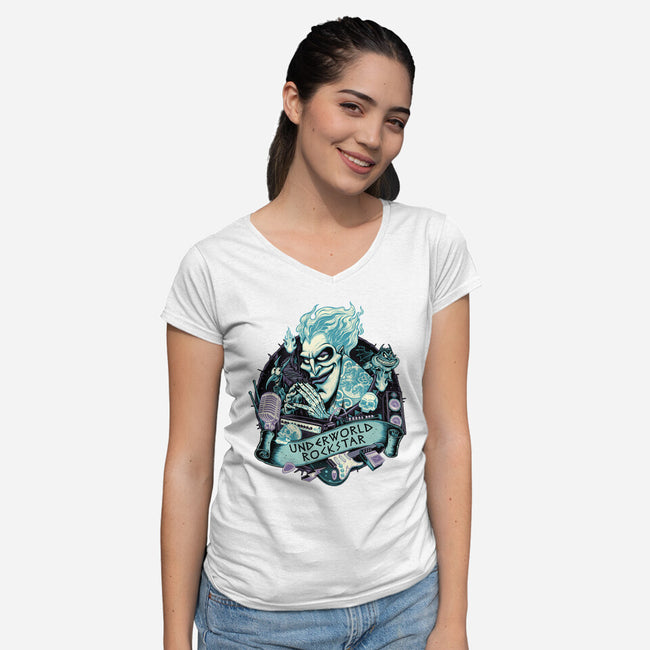 Underworld Rockstar-Womens-V-Neck-Tee-glitchygorilla