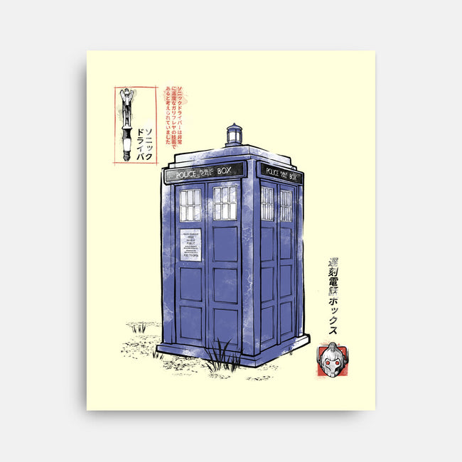 Police Box Sumi-E-None-Stretched-Canvas-Astrobot Invention