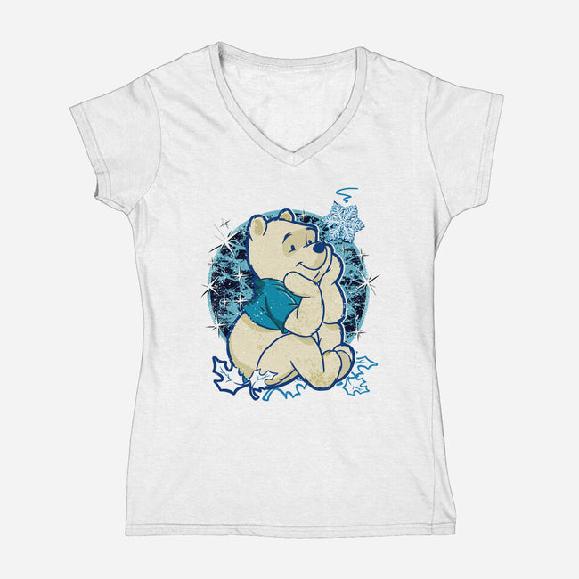 A Bear Winter Day-Womens-V-Neck-Tee-palmstreet