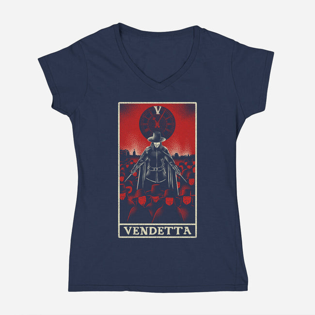 Vendetta Tarot Card-Womens-V-Neck-Tee-naomori