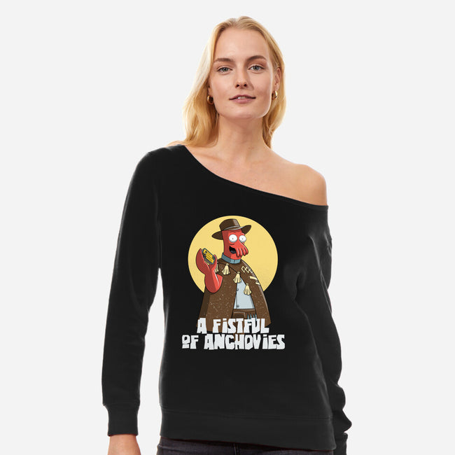 A Fistful Of Anchovies-Womens-Off Shoulder-Sweatshirt-zascanauta