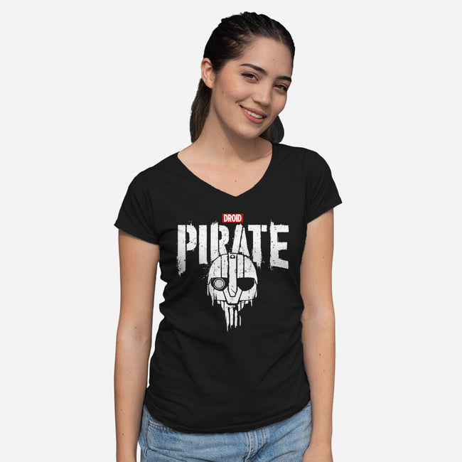 Droid Pirate-Womens-V-Neck-Tee-teesgeex