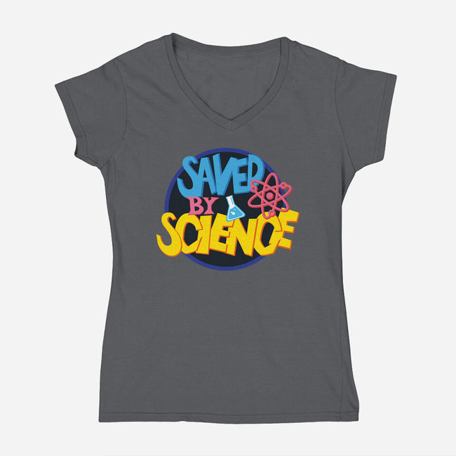 Saved By Science-Womens-V-Neck-Tee-DrMonekers