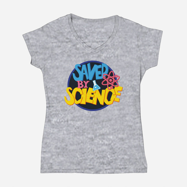 Saved By Science-Womens-V-Neck-Tee-DrMonekers