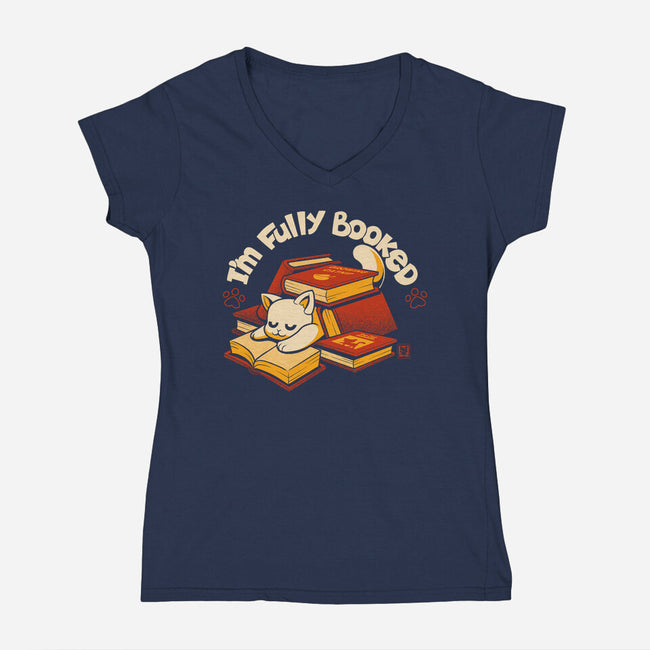 I'm Fully Stacked-Womens-V-Neck-Tee-worlddominationforcats