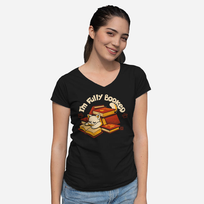 I'm Fully Stacked-Womens-V-Neck-Tee-worlddominationforcats