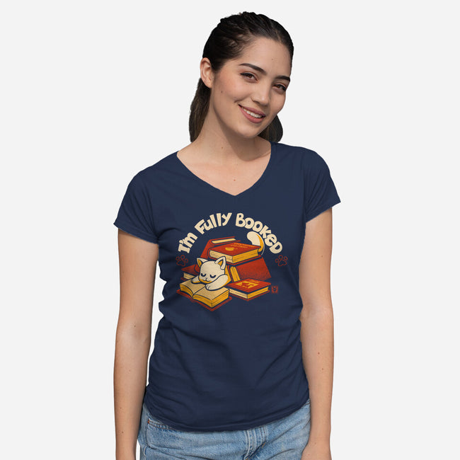 I'm Fully Stacked-Womens-V-Neck-Tee-worlddominationforcats