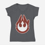 Vintage Millenium Falcon-Womens-V-Neck-Tee-Astrobot Invention