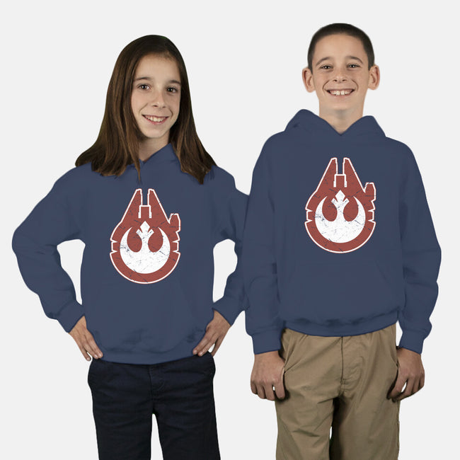 Vintage Millenium Falcon-Youth-Pullover-Sweatshirt-Astrobot Invention