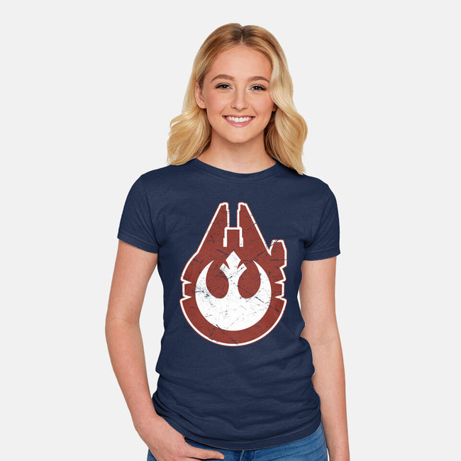 Vintage Millenium Falcon-Womens-Fitted-Tee-Astrobot Invention