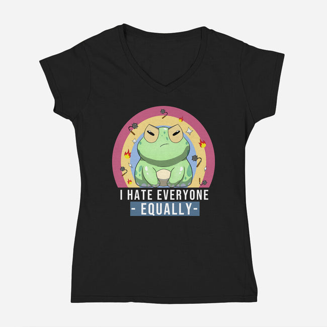 I Hate Everyone Equally-Womens-V-Neck-Tee-MaxoArt