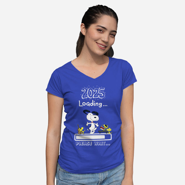 New Year Loading-Womens-V-Neck-Tee-MaxoArt