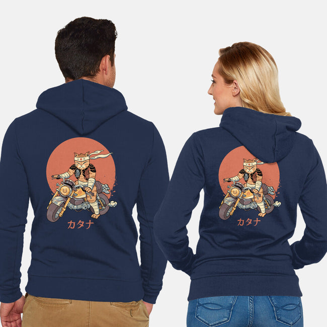 Biker Gang Catana Meowster-Unisex-Zip-Up-Sweatshirt-vp021