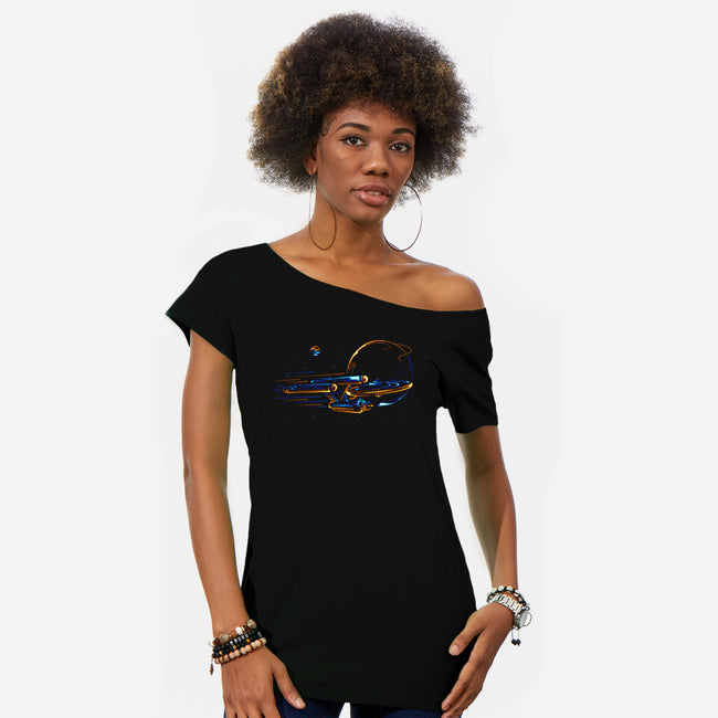 Trough The Universe-Womens-Off Shoulder-Tee-sebasebi