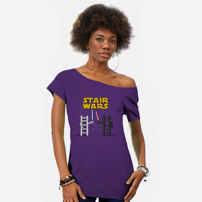 Stair Wars-Womens-Off Shoulder-Tee-sebasebi