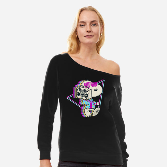 80s Walk-Womens-Off Shoulder-Sweatshirt-sebasebi