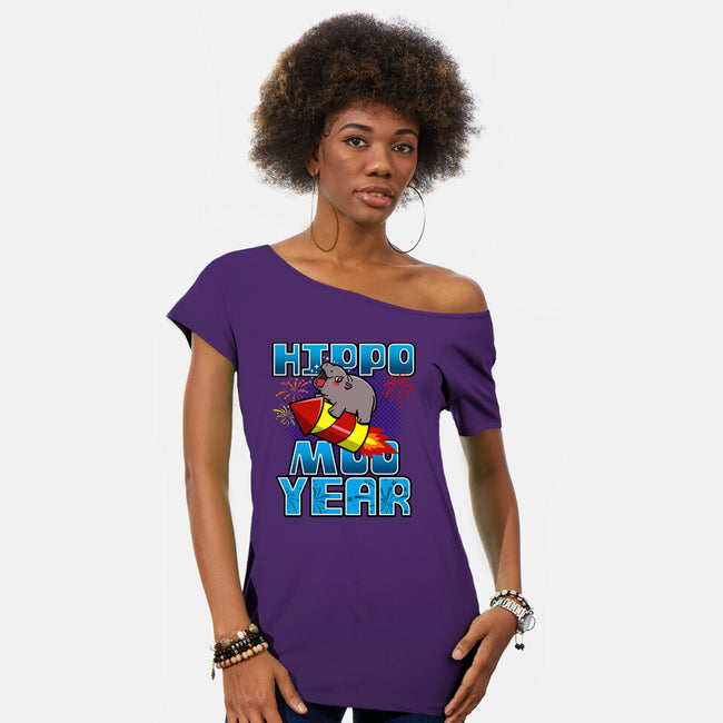 Hippo Moo Year-Womens-Off Shoulder-Tee-Boggs Nicolas