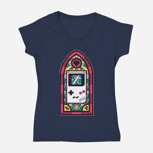 8Bits Stained Glass-Womens-V-Neck-Tee-paulagarcia