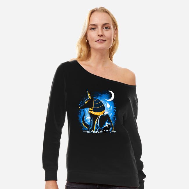 Anubis God-Womens-Off Shoulder-Sweatshirt-Vallina84