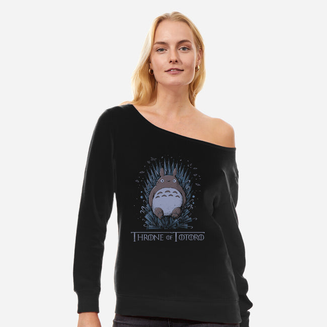 Totoro Throne-Womens-Off Shoulder-Sweatshirt-yumie