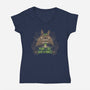 Totoro Plant-Womens-V-Neck-Tee-yumie