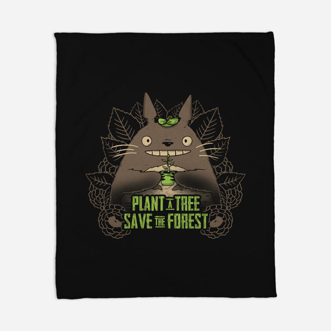 Totoro Plant-None-Fleece-Blanket-yumie