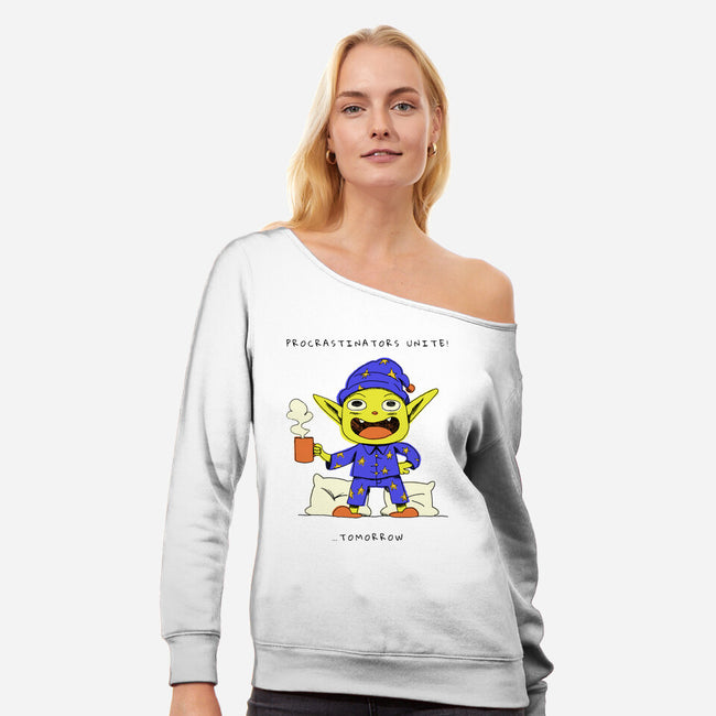 Procrastinators Unite-Womens-Off Shoulder-Sweatshirt-FunkVampire