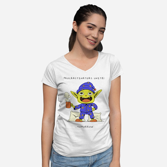 Procrastinators Unite-Womens-V-Neck-Tee-FunkVampire