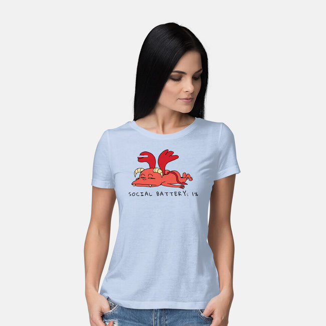 Social Battery Running Low-Womens-Basic-Tee-FunkVampire