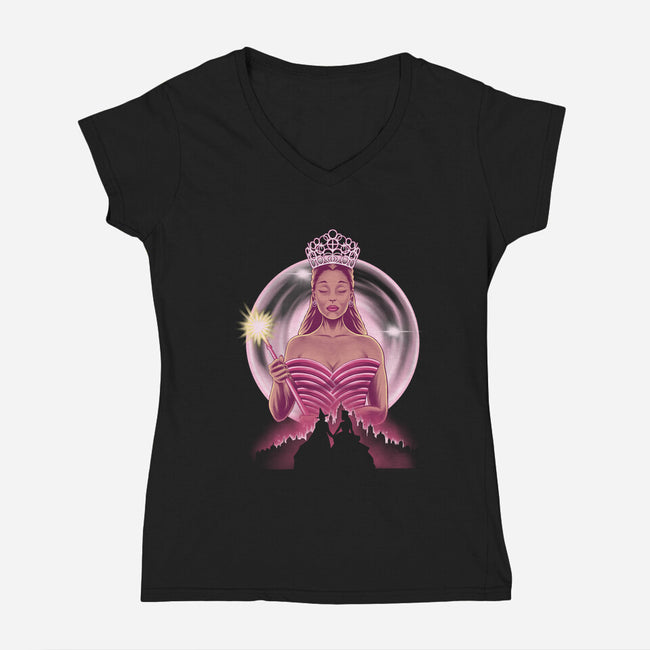 Wicked Pink-Womens-V-Neck-Tee-rmatix