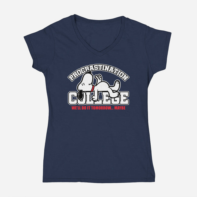 Procrastination University-Womens-V-Neck-Tee-Studio Mootant