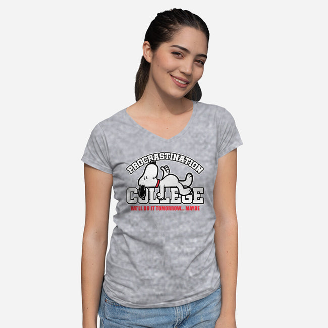 Procrastination University-Womens-V-Neck-Tee-Studio Mootant