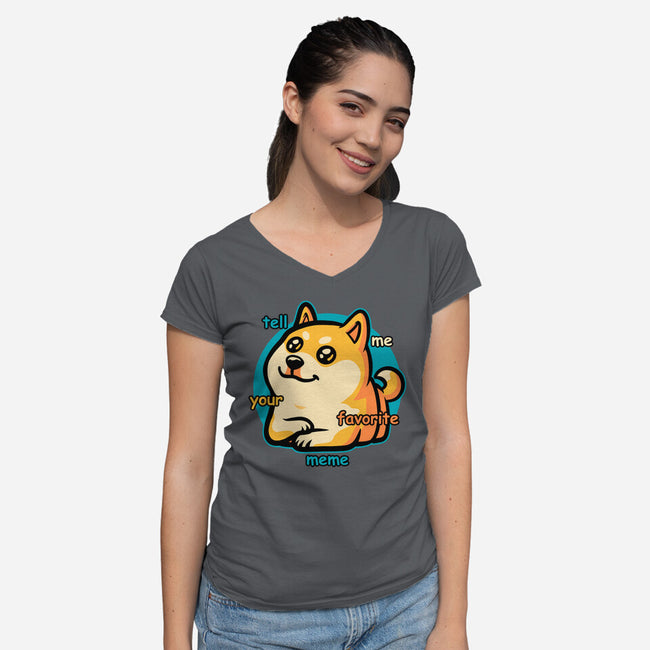 Favorite Meme Dog-Womens-V-Neck-Tee-Studio Mootant