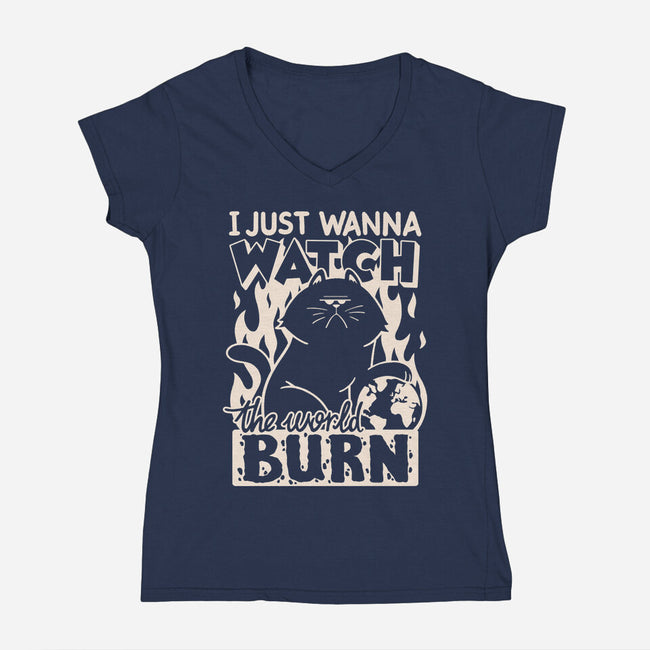 World Burn-Womens-V-Neck-Tee-Getsousa!