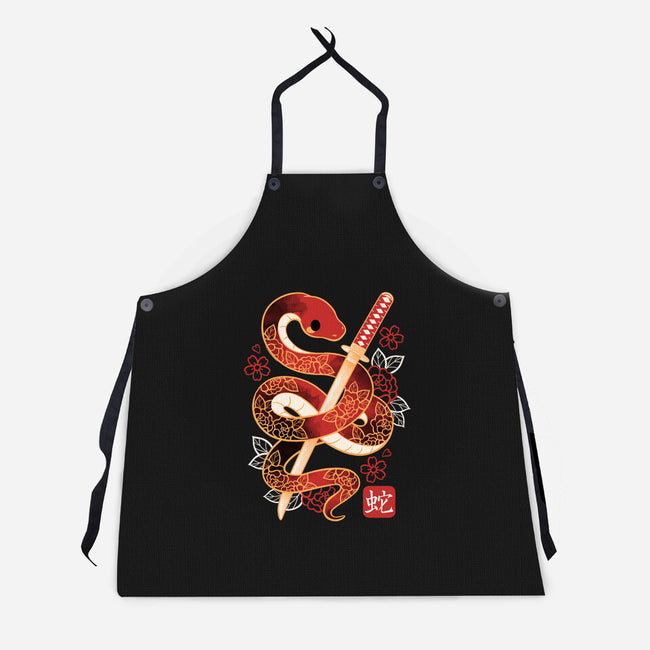 Chinese Cute Year Of The Snake-Unisex-Kitchen-Apron-NemiMakeit