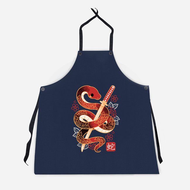 Chinese Cute Year Of The Snake-Unisex-Kitchen-Apron-NemiMakeit