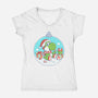 Dino Christmas-Womens-V-Neck-Tee-Eoli Studio