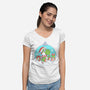 Dino Christmas-Womens-V-Neck-Tee-Eoli Studio