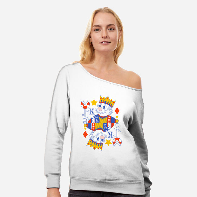 Mushroom King-Womens-Off Shoulder-Sweatshirt-Eoli Studio