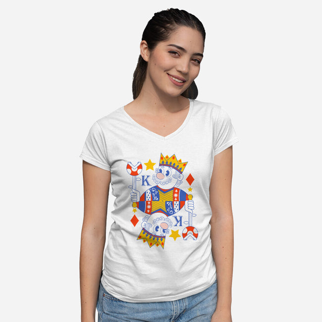 Mushroom King-Womens-V-Neck-Tee-Eoli Studio