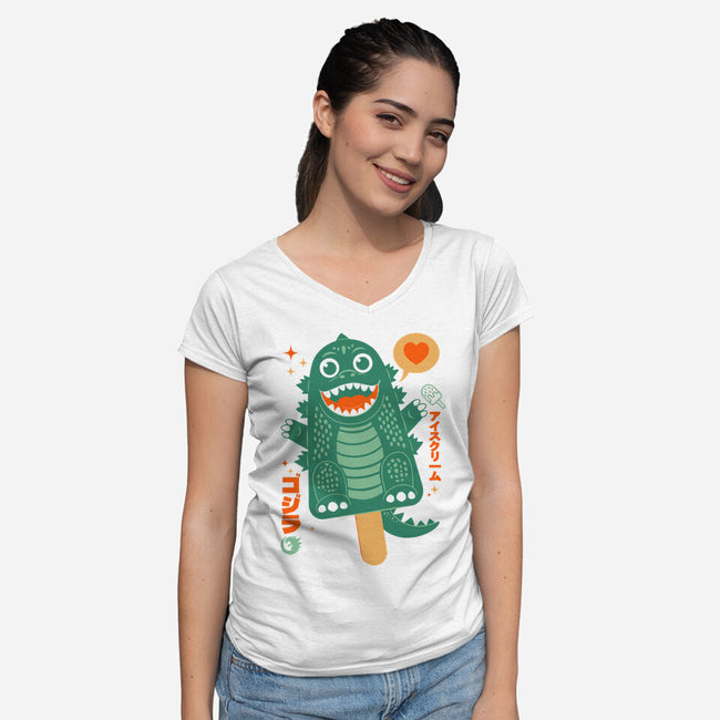 IceZilla-Womens-V-Neck-Tee-Eoli Studio