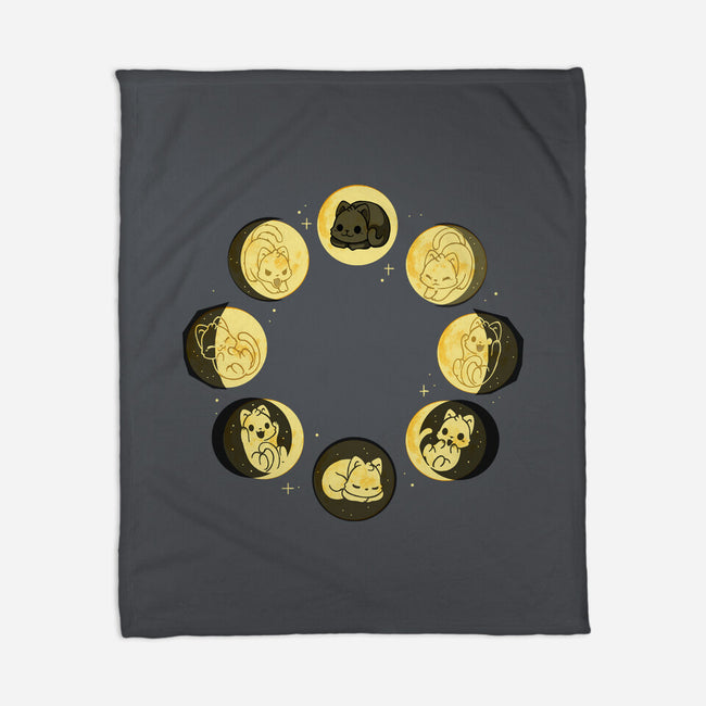 Moon Cat Phase-None-Fleece-Blanket-Vallina84